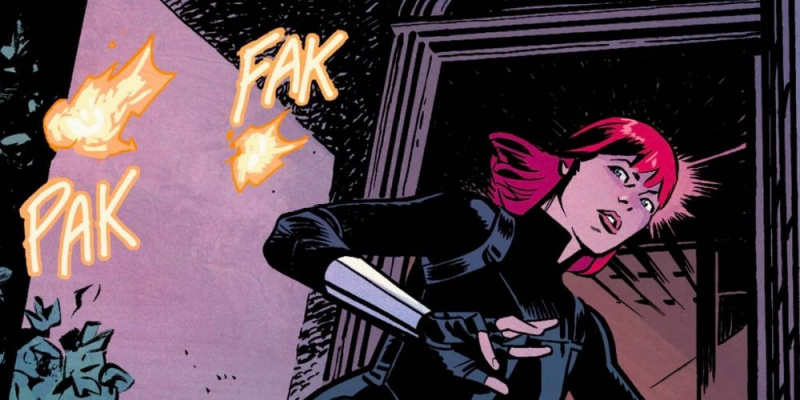  Mark Waidissa ja Chris Samneessa's Black Widow, the titular character dodges gunfire