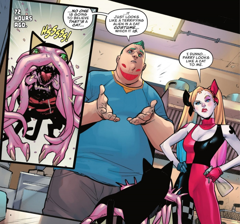Harley Quinn heeft een schattig, pratend buitenaards huisdier geadopteerd