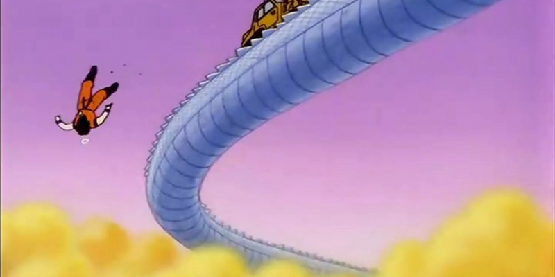   Goku tombe de Snake Way dans Dragon Ball Z