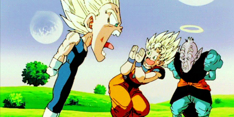   Vegeta crie à Goku pour le pot-de-vin de Old Kai dans Dragon Ball Z