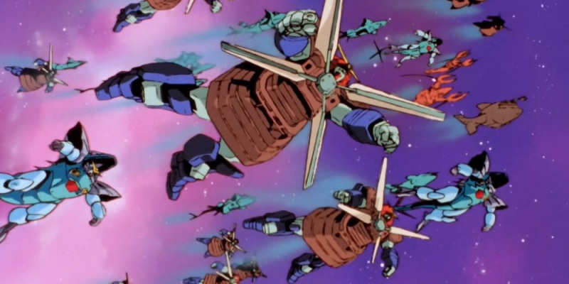   Setiap negara's Gundam flies into action in Mobile Fighter G Gundam.