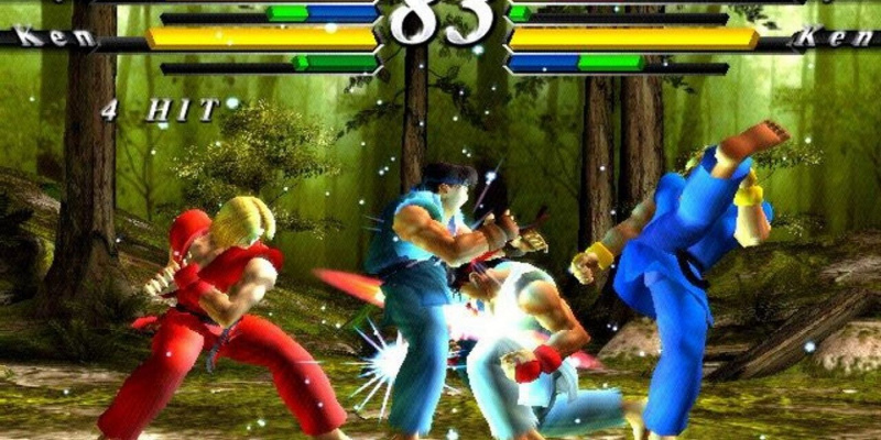   Street Fighter EX3 näitab Kenit peegelmatšis.