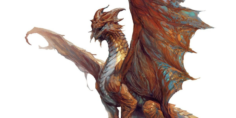   Un dragon de aramă în zbor în Dungeons & Dragons
