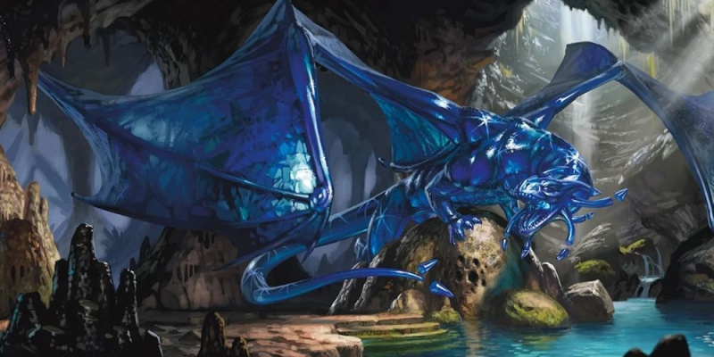  Un dragon de safir vizuina subterană din Dungeons & Dragons