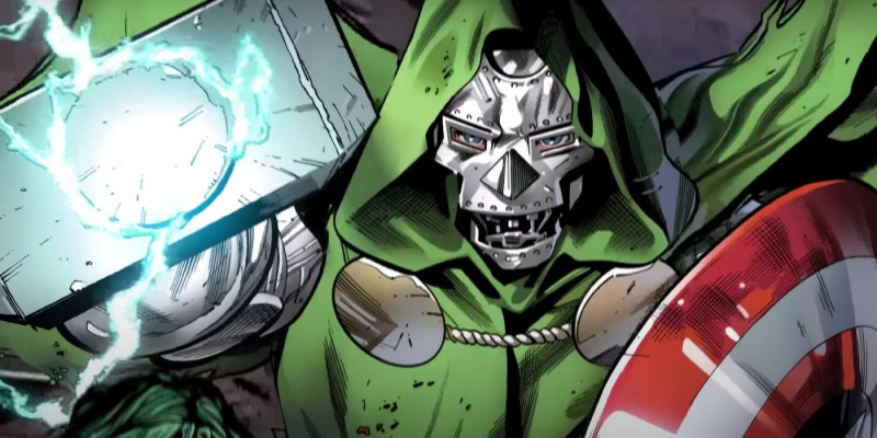  Doktors Dooms Wields Tors un kapteinis Amerika's Weapons in Marvel's All-Out Avengers Trailer