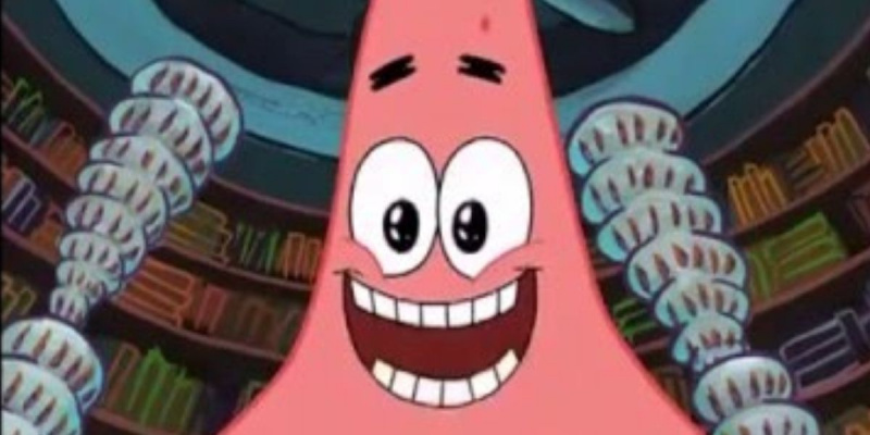   Patrick di SpongeBob Squarepants sorride ampiamente.