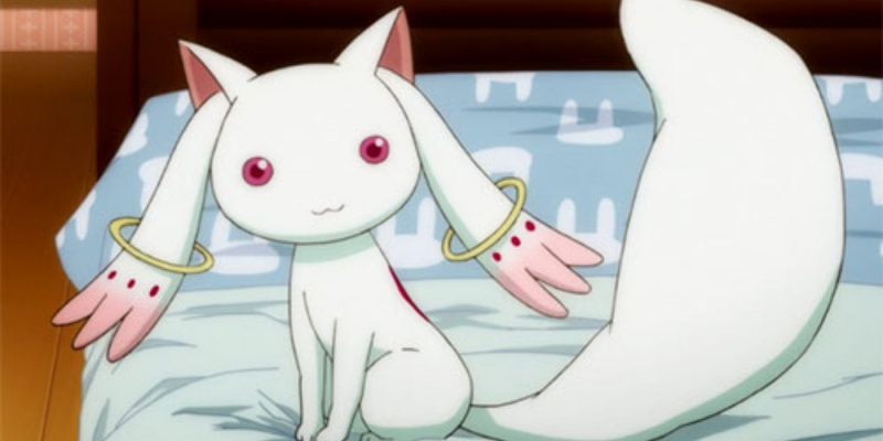   Kyubey lovoje Puella Magi Madoka Magica.