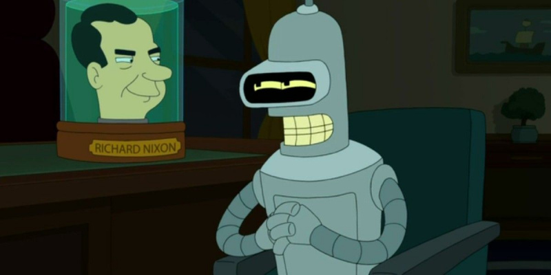   Bender complot met Nixon op Futurama