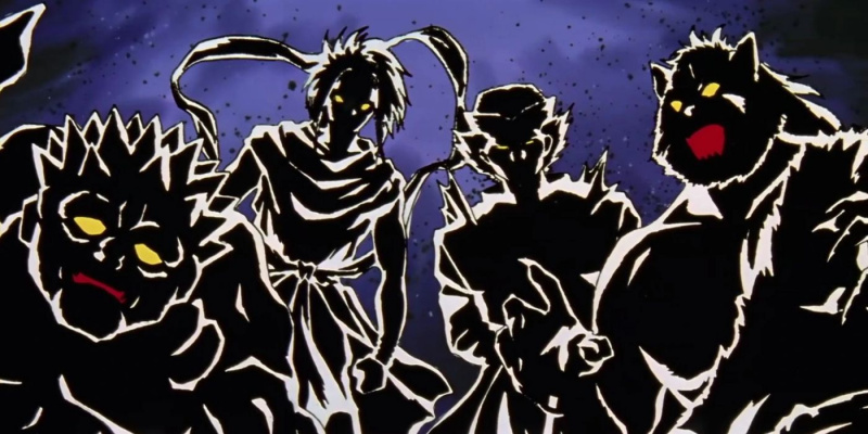   Saint Beast-silhuetter retas i Yu Yu Hakusho-anime