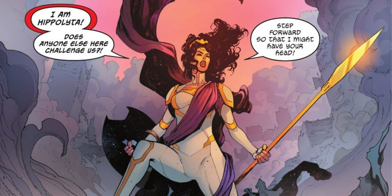   היפוליטה ברוטוס מהקומיקס של ליגת הצדק מעמידה אתגר בפני אויביה.