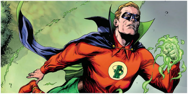   Alan Scott flyver med sin ring aktiveret i DC Comics