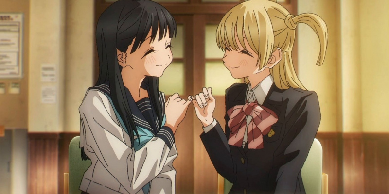   कोमिची अकेबी और एरिका किज़ाकी एक छोटा सा वादा कर रहे हैं