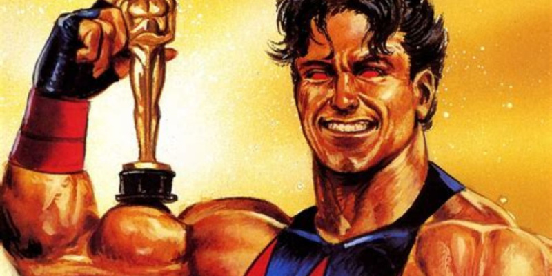   Simon Williams, Wonder Man, pozuje z nagrodą w Marvel Comics.