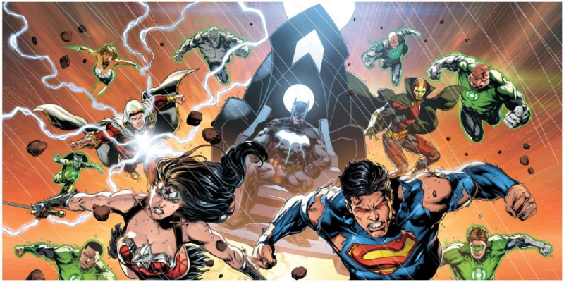   다크사이드 전쟁 중 New 52 Justice League와 Green Lantern 군단