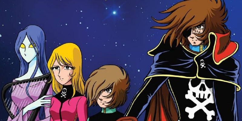 Thuyền trưởng Harlock dẫn dắt phi hành đoàn của mình trong không gian Thuyền trưởng cướp biển Harlock