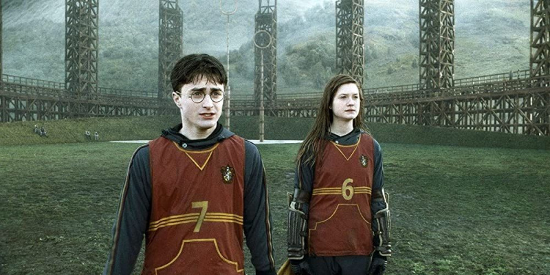   Quidditch پچ پر ہیری اور جنی