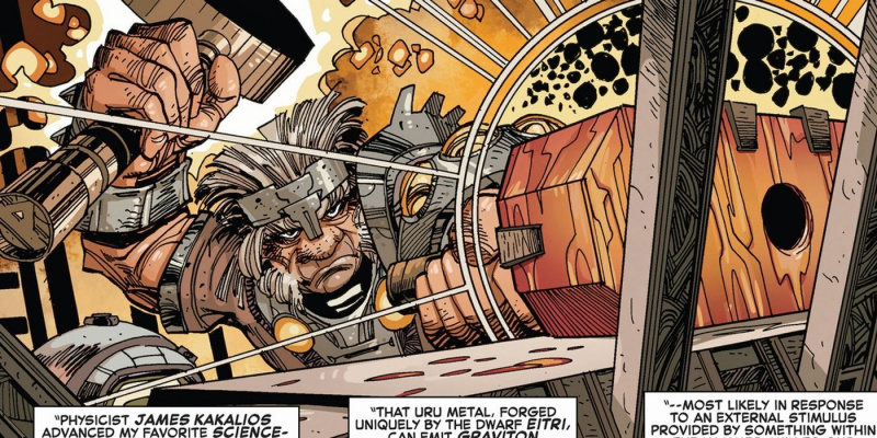 Eitri, el rei nan, forja una arma a Marvel Comics