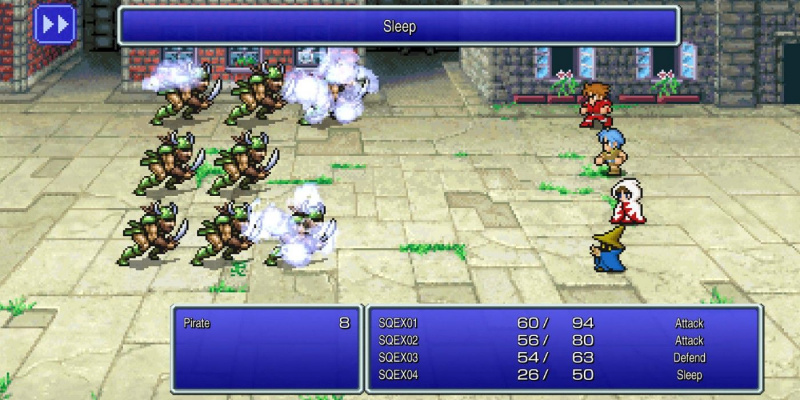   Ekraanipilt, mis kujutab lahingujada Final Fantasy I Pixel Remasteris.