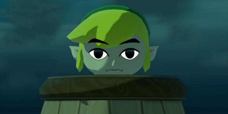   Legend of Zelda Forsaken Fortress van Wind Waker Link in een ton