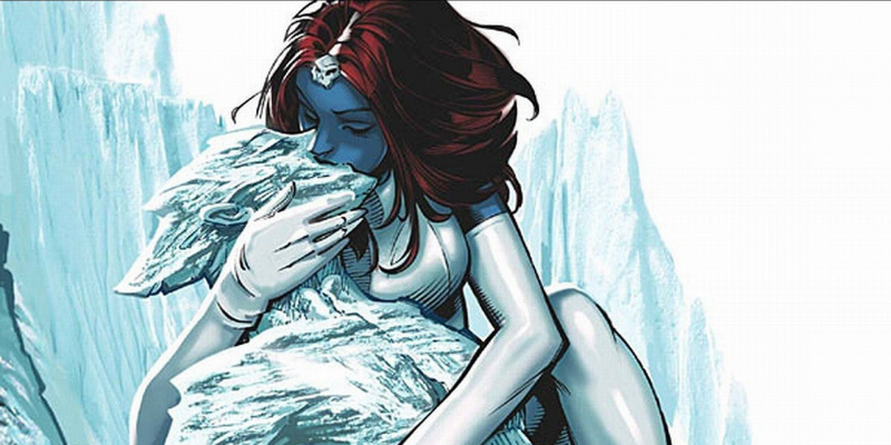   mystique που φιλάει τον παγωμένο άνθρωπο στα κόμικς της marvel