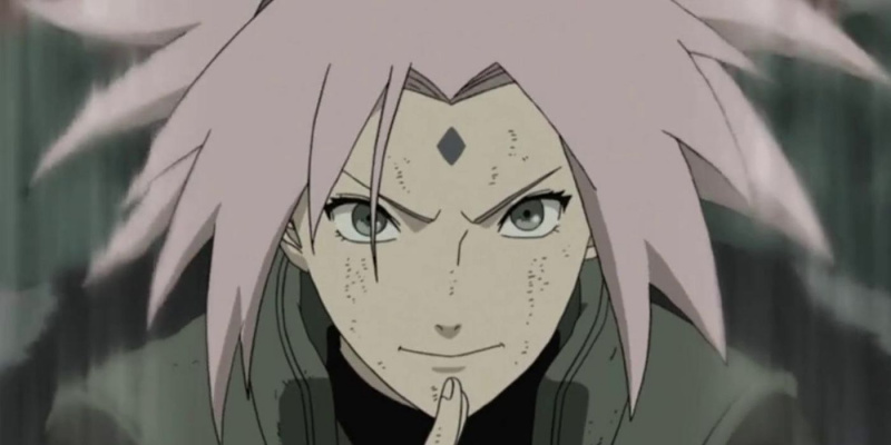  Sakura jutsut használ a háború alatt Narutoban.