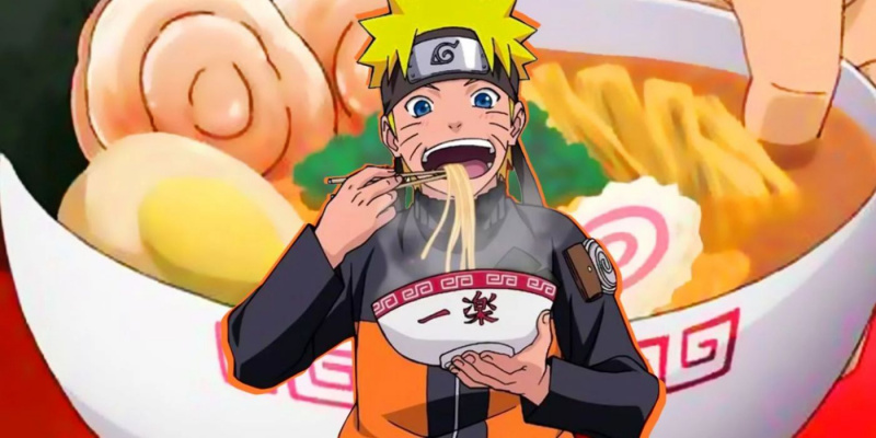   Naruto äter Ichiraku Ramen.