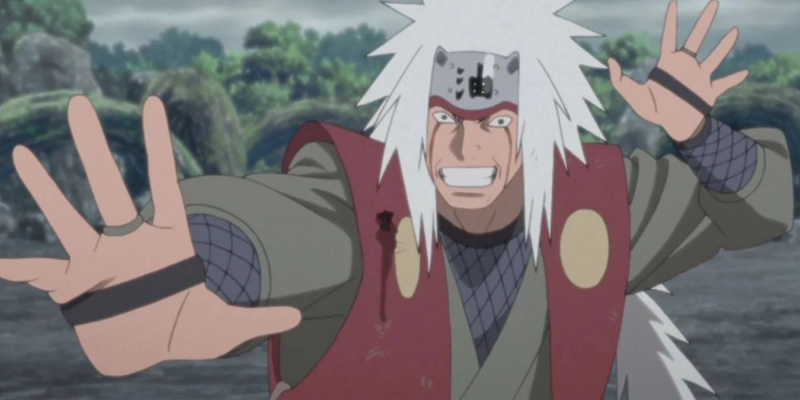   Jiraiya poseert in Naruto.