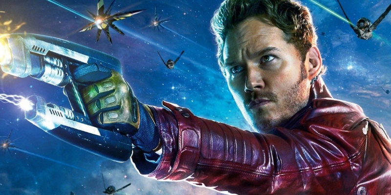   Star-Lord bojující na filmovém plakátu Guardians of the Galaxy.