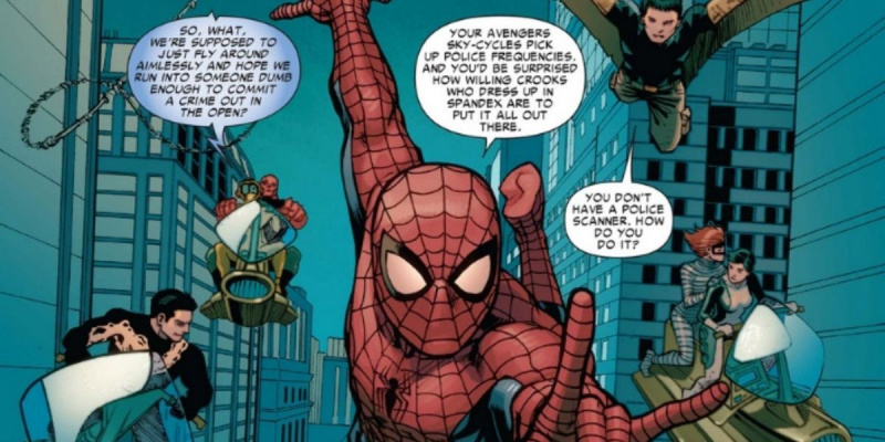   Spider-Man emmène Avengers Academy en patrouille dans la ville