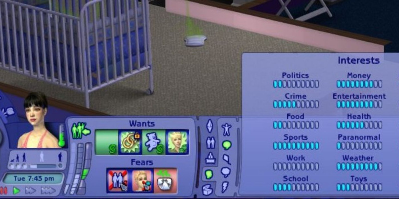   The Sims 2 interešu panelis