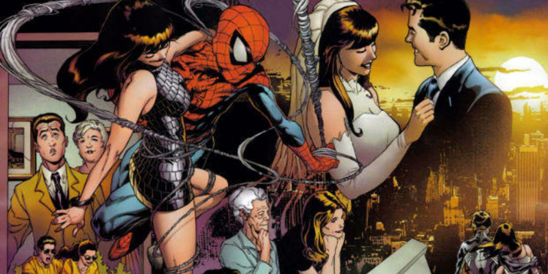   Imej Spider-Man dan Mary Jane daripada cerita One Day More dalam Marvel Comics