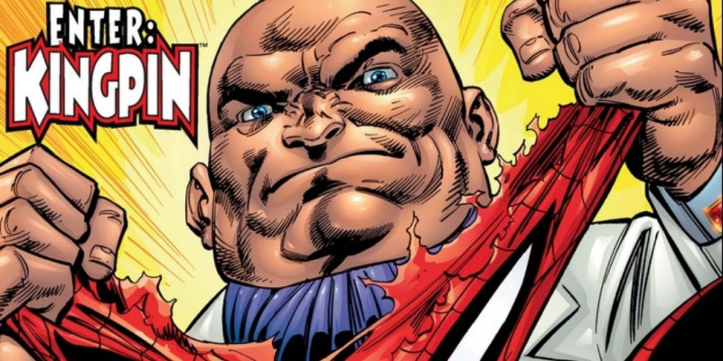   کنگپین اسپائیڈر مین کو پھاڑ دیتا ہے۔'s costume for the cover of Peter Parker Spider-Man #6.