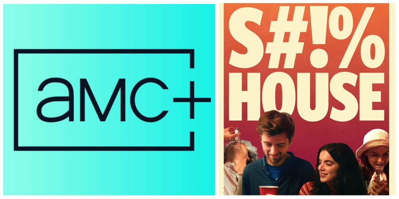   Podzielone logo AMC+ z plakatem dla Cooper Raiff's S#!%house