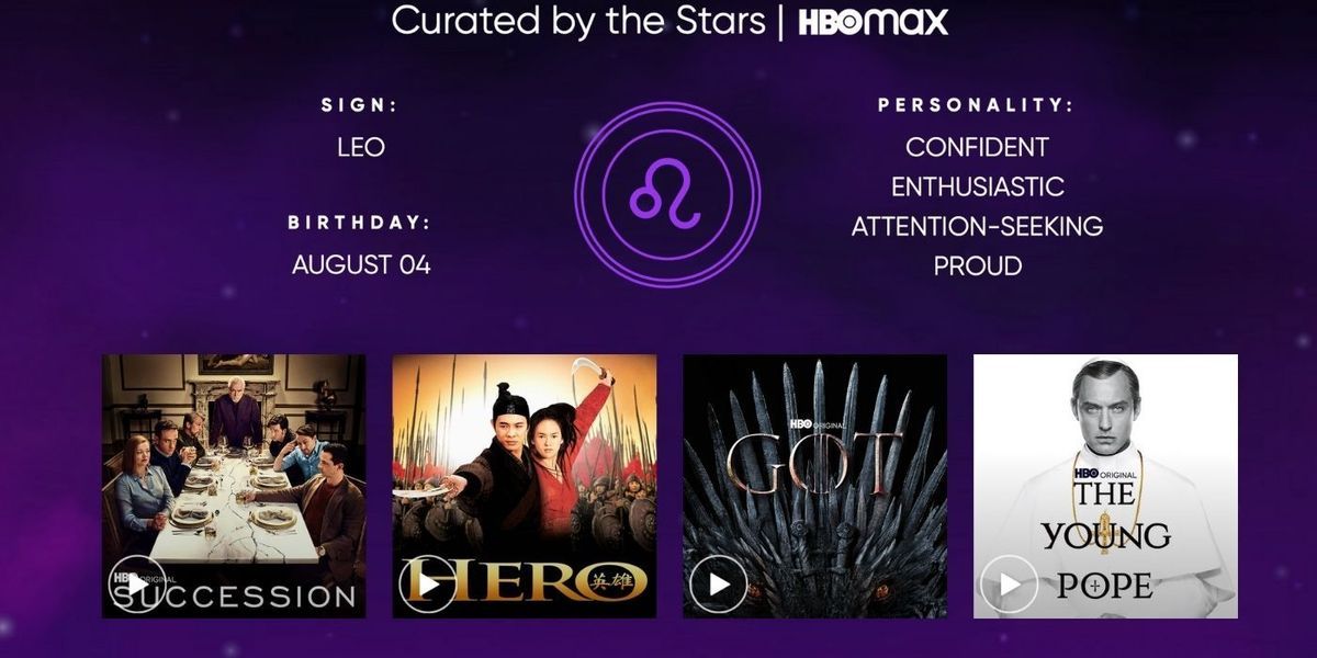 HBO Max מציע כעת המלצות על סמך ... מזל המזלות שלך?