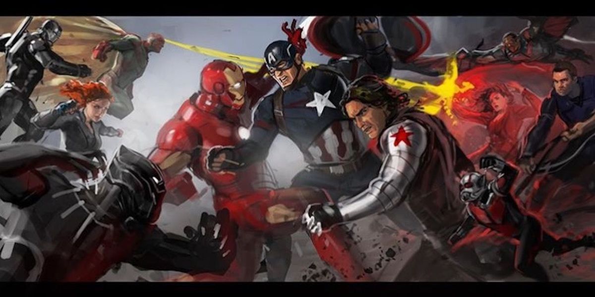 Marvel's Avengers Clash ใน Captain America: Civil War Comic-Con Promo Art
