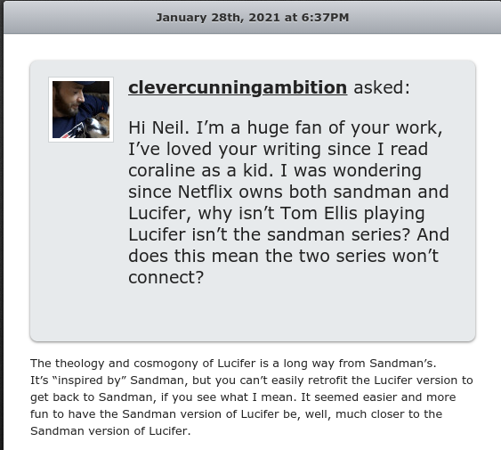 Neil Gaiman explica la diferència entre Sandman i Lucifer ... Lucifer