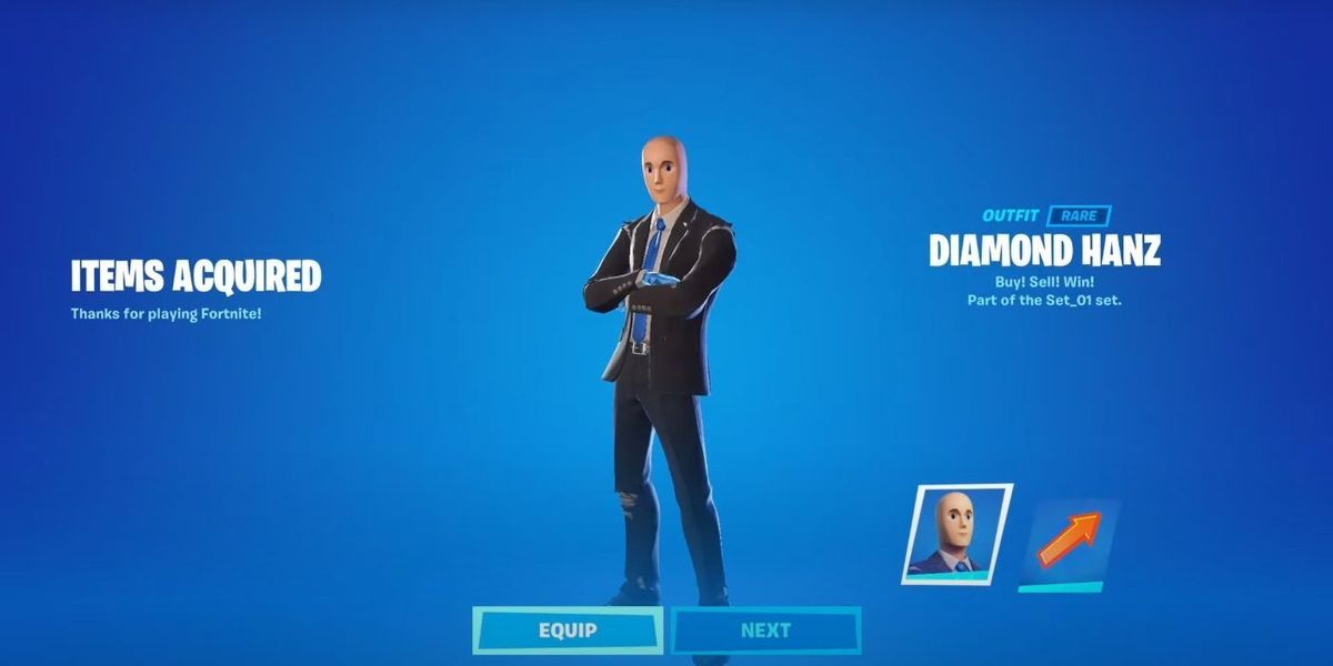 Diamond Hanz: Ultimul skin al lui Fortnite este un personaj Meme iconic