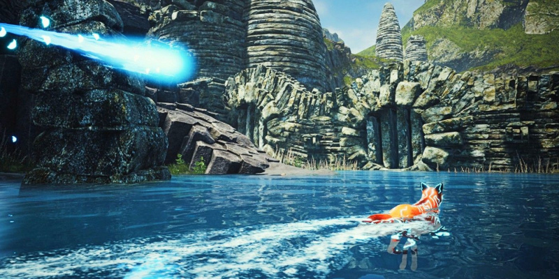   Skærmbillede, der viser Spirit of the North-gameplayet.